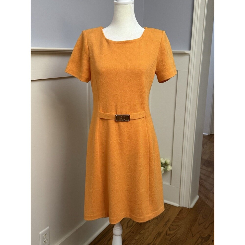 St. John Tangerine Orange Santana Knit Dress Size 4 By Marie Gray READ Descp